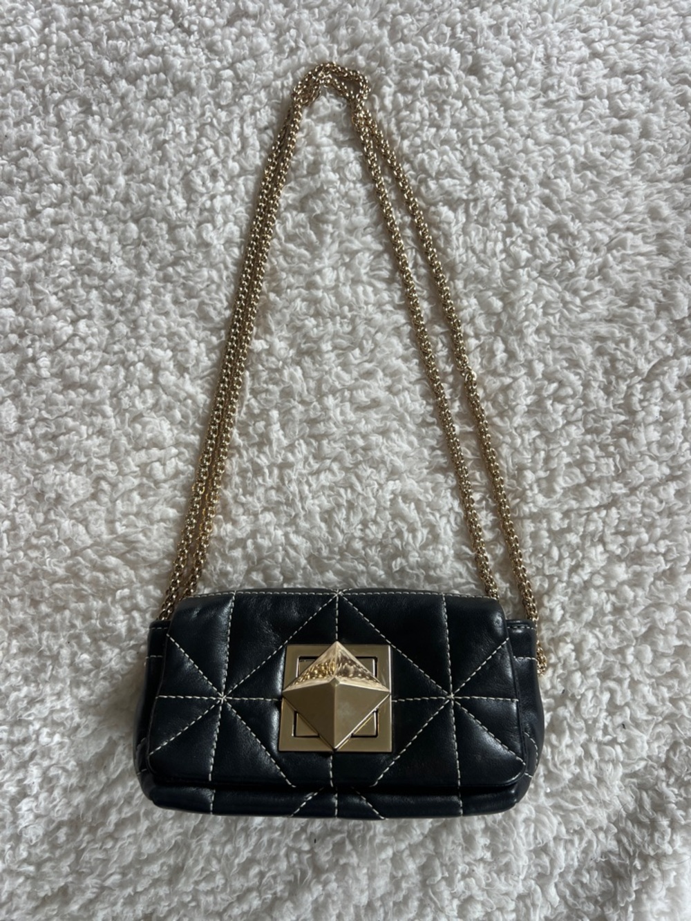 Sonia Rykiel Quilted Shoulder Bag in Black and gold
